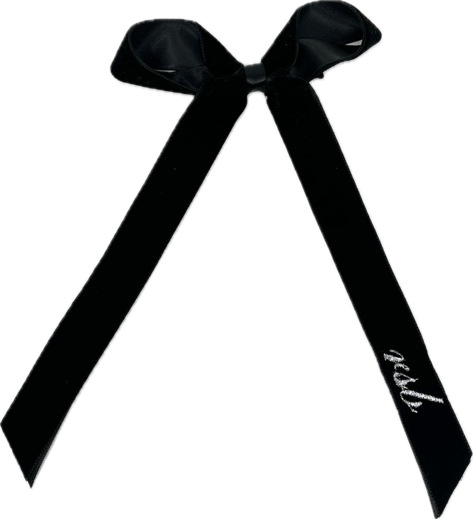 Velvet Longtail Bow, Black Stitchmonograms