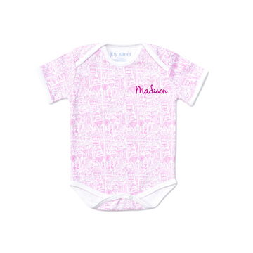 Joy Street Chicago Short Sleeve Baby Body Suit, Pink  Stitchmonograms   