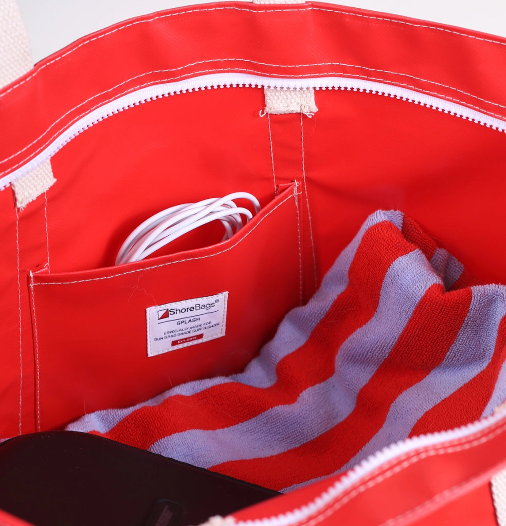 Waterproof Splash Tote, Red Stitchmonograms