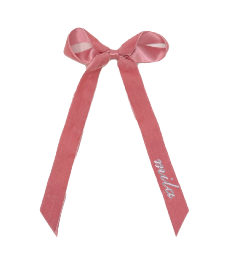 Velvet Longtail Bow, Dusty Rose Stitchmonograms