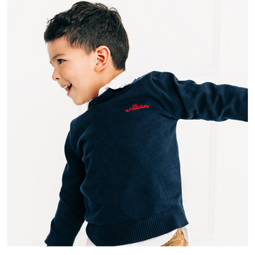 Custom Embroidered Sweater, Navy  Stitchmonograms   