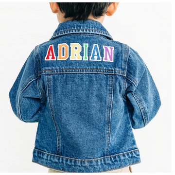 Custom Embroidered Denim Jacket, Rainbow  Stitchmonograms   