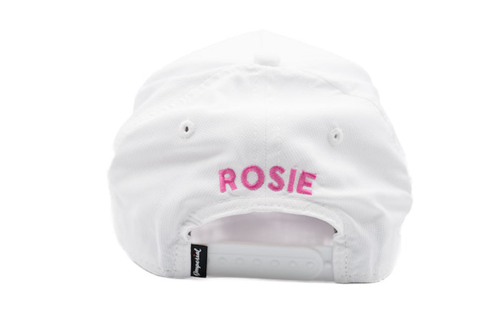 Retro Initial Rope Hat, White/Pink Stitchmonograms