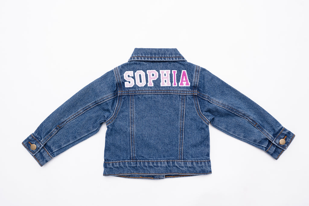 Custom Embroidered Denim Jacket, Pink Ombre  Stitchmonograms   